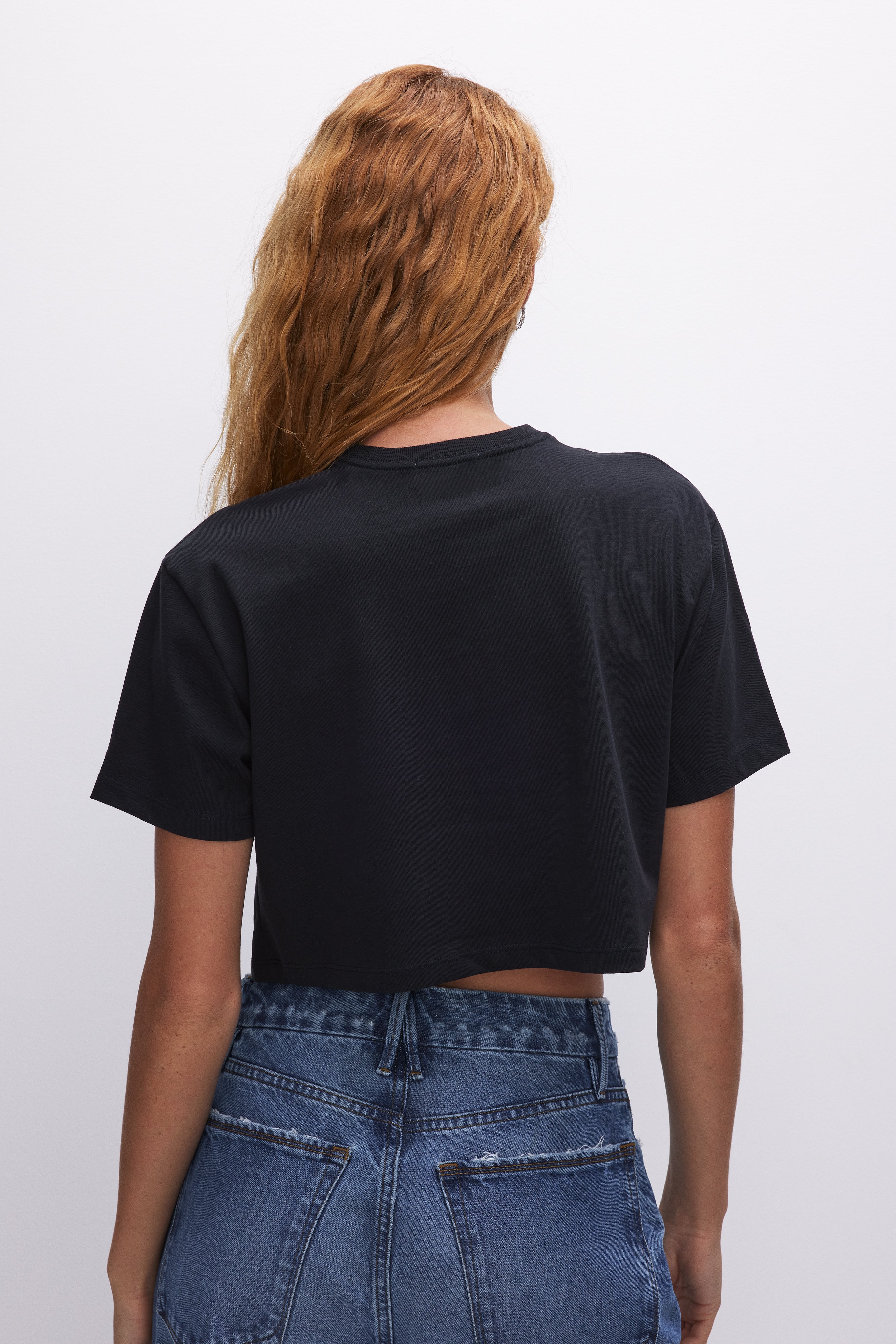 COTTON CROPPED TEE | BLACK001 - Image 2