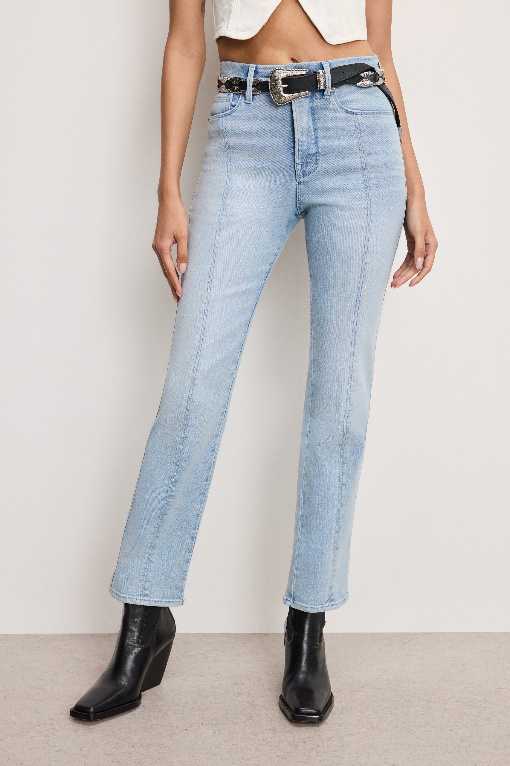 GOOD CURVE STRAIGHT COMPRESSION JEANS | INDIGO949 - Image 2