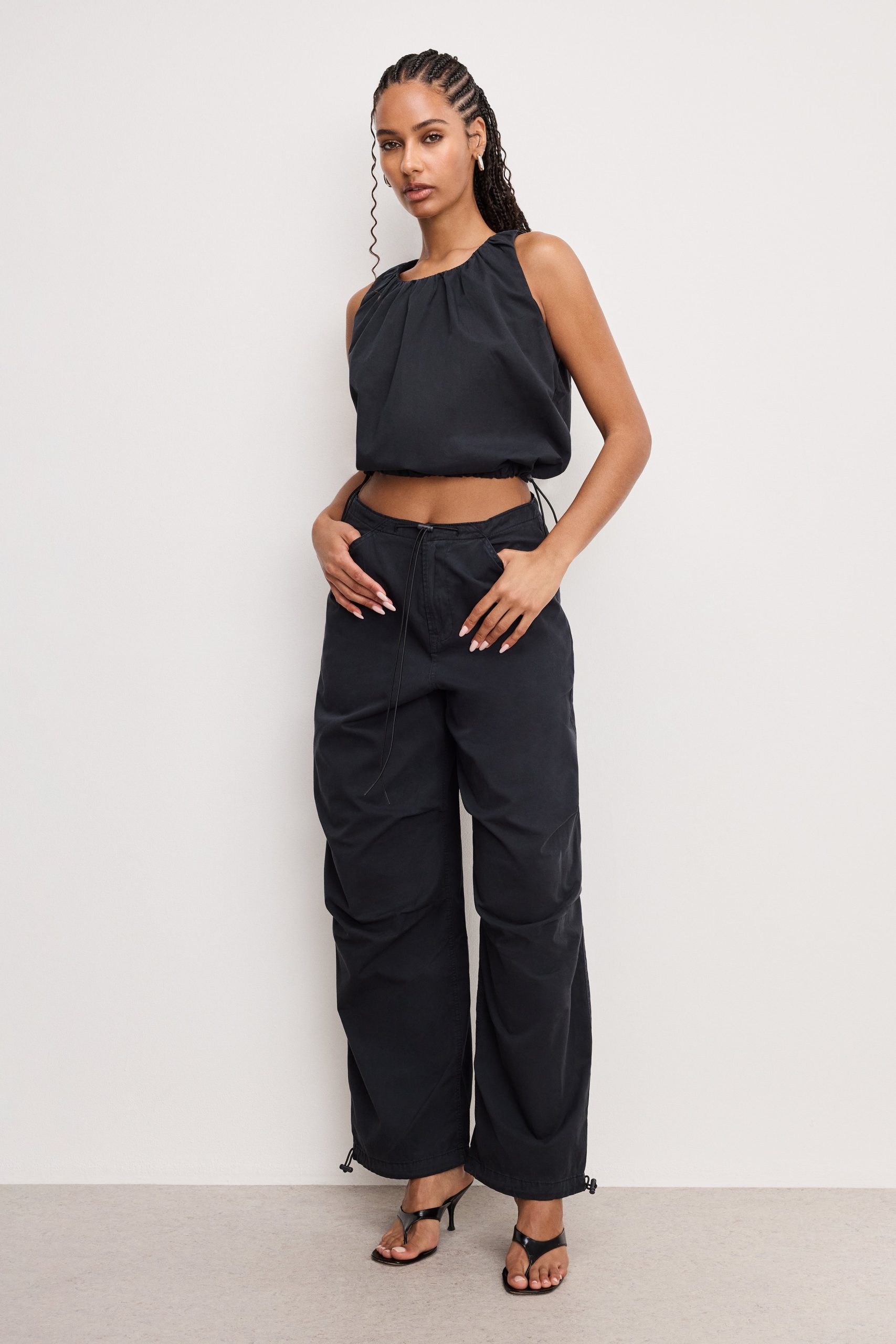 TWILL PARACHUTE BUBBLE TOP | BLACK001 - Image 4