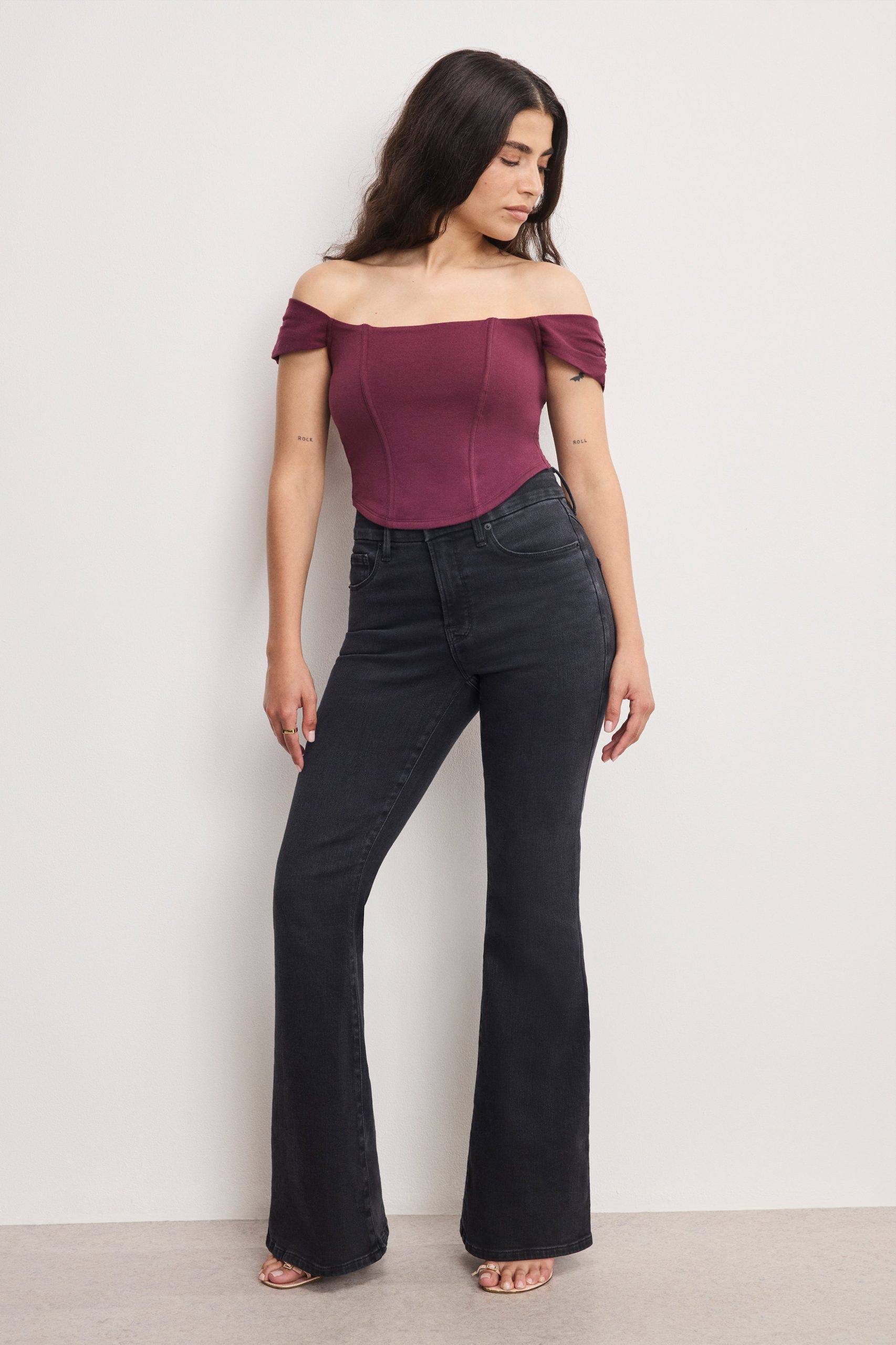 DOLLY JOLEANS PETITE FLARE JEANS | BLACK391