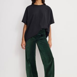 VELVET GOOD WAIST PALAZZO PANTS | PINE GREEN003