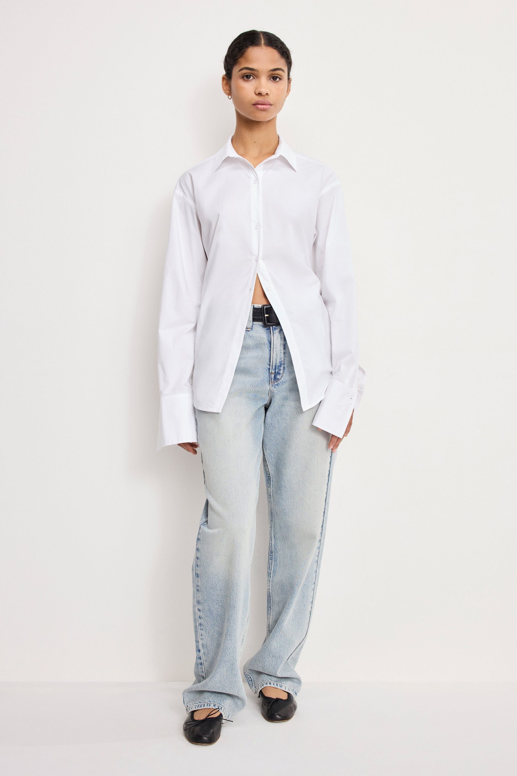 POPLIN TIE BACK SHIRT | WHITE001 - Image 2