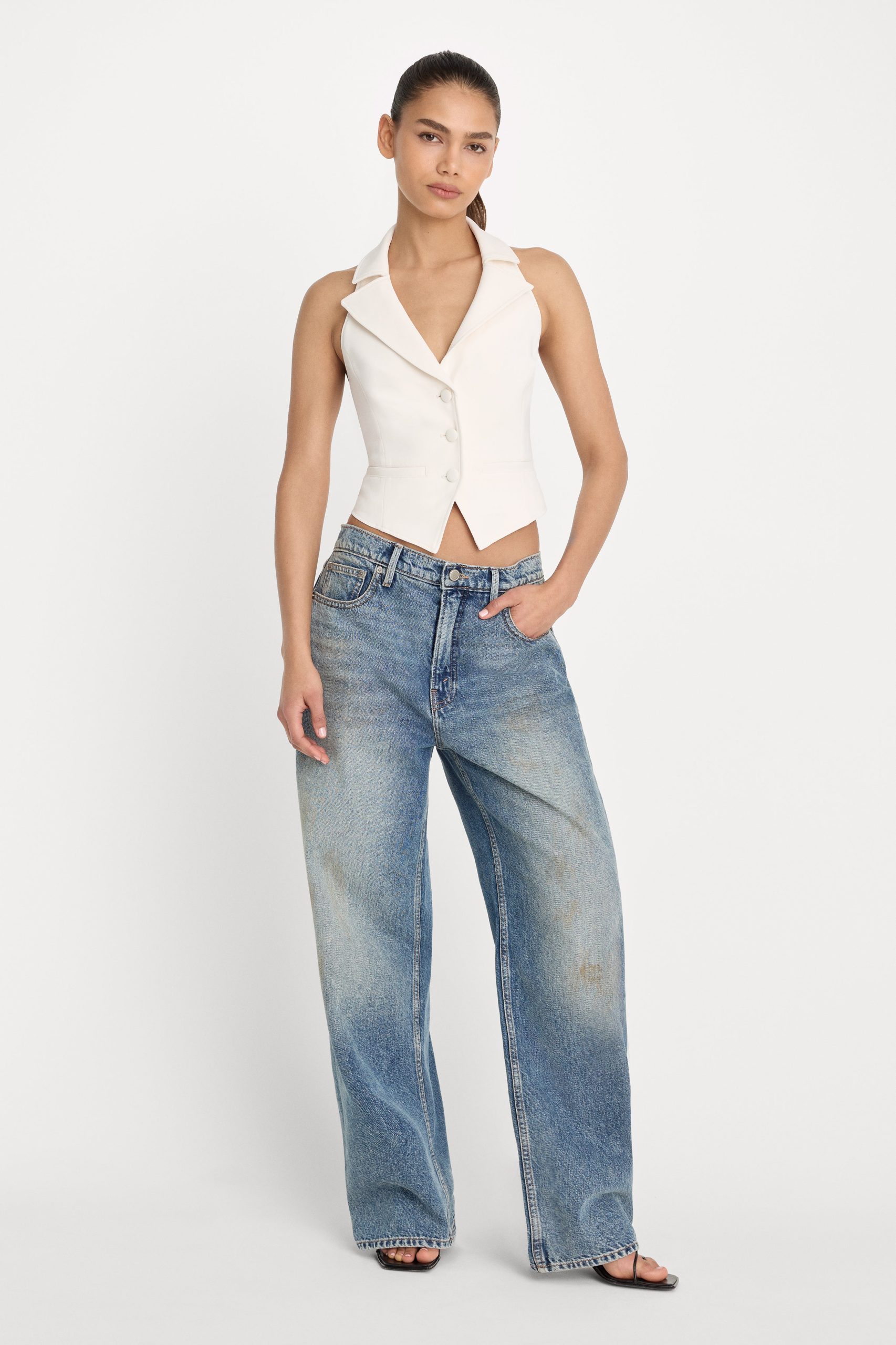LUXE SUITING HALTER VEST | SOFT SHELL - Image 3