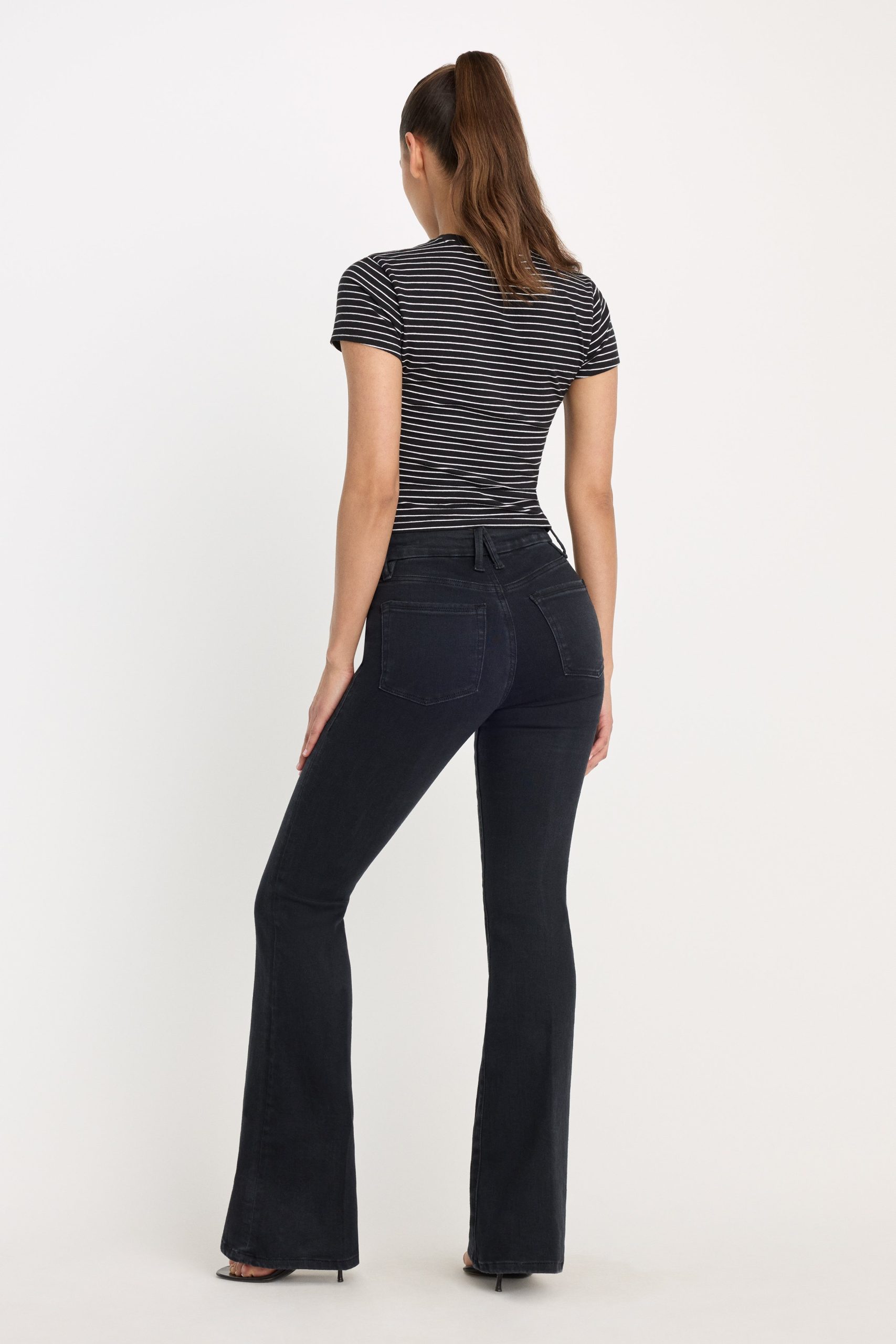 POWER STRETCH PULL-ON FLARE JEANS | BLACK001 - Image 5