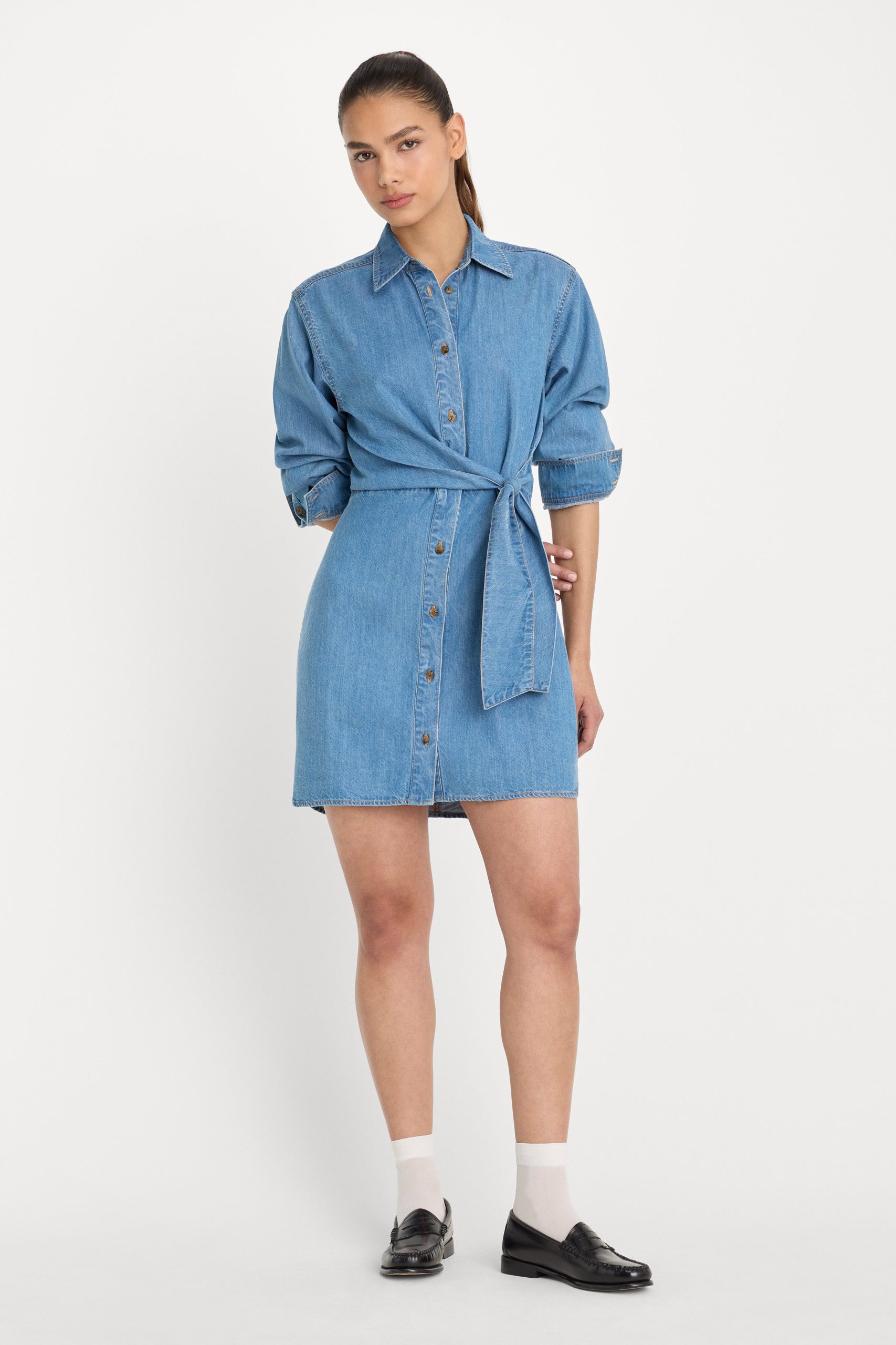 DENIM WRAP SHIRT DRESS | INDIGO266 - Image 3