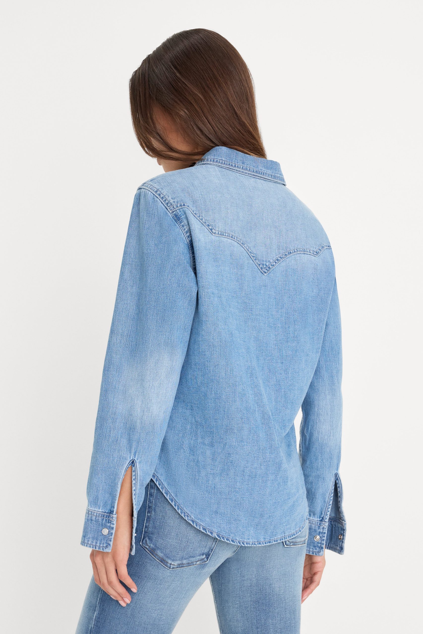 DOLLY SLIM FIT DENIM SHIRT | LIGHT BLUE - Image 5
