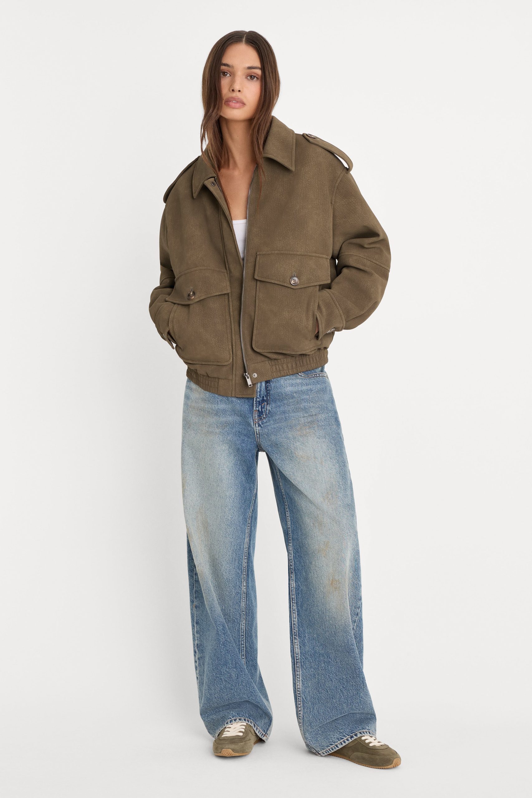 THE BETTER THAN LEATHER BOMBER JACKET | STONE - Image 4