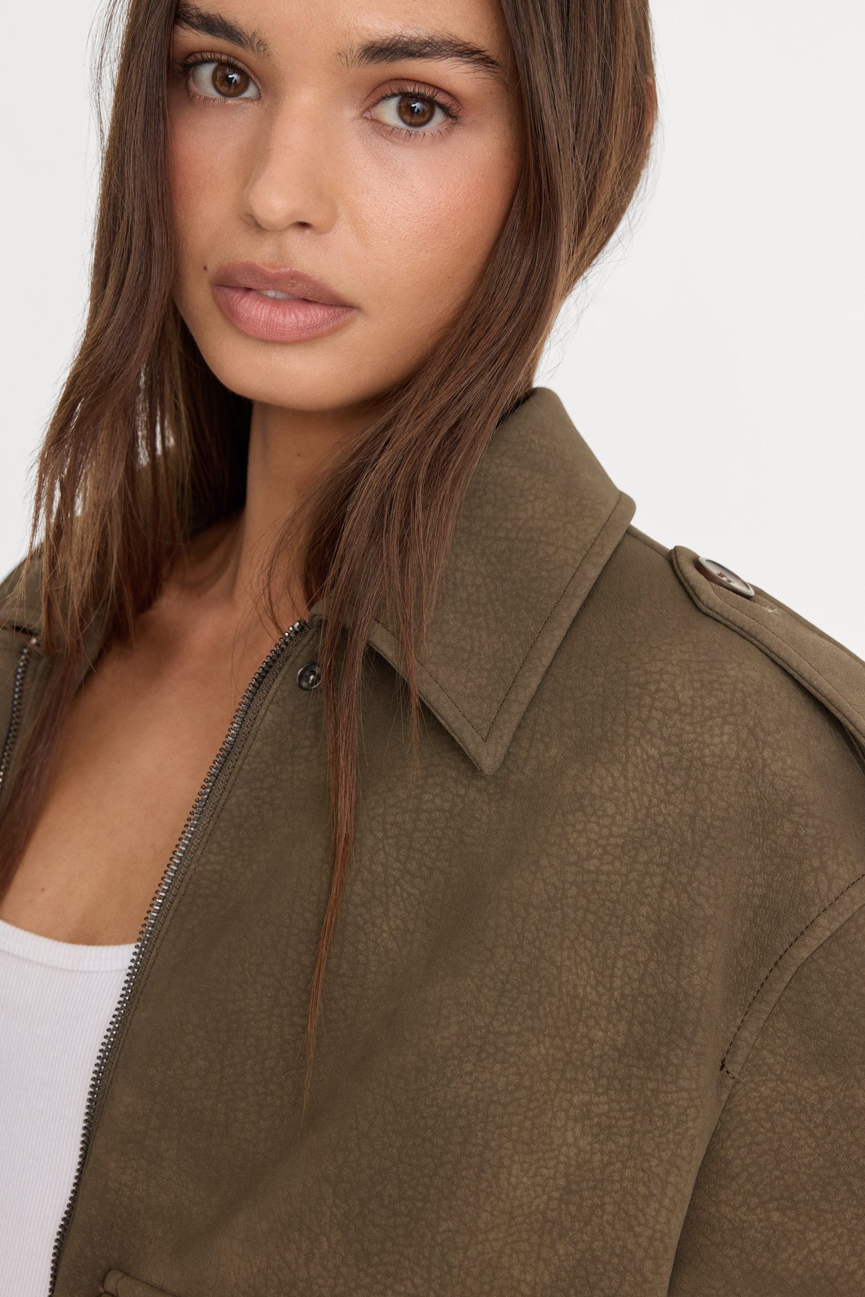 THE BETTER THAN LEATHER BOMBER JACKET | STONE - Image 3