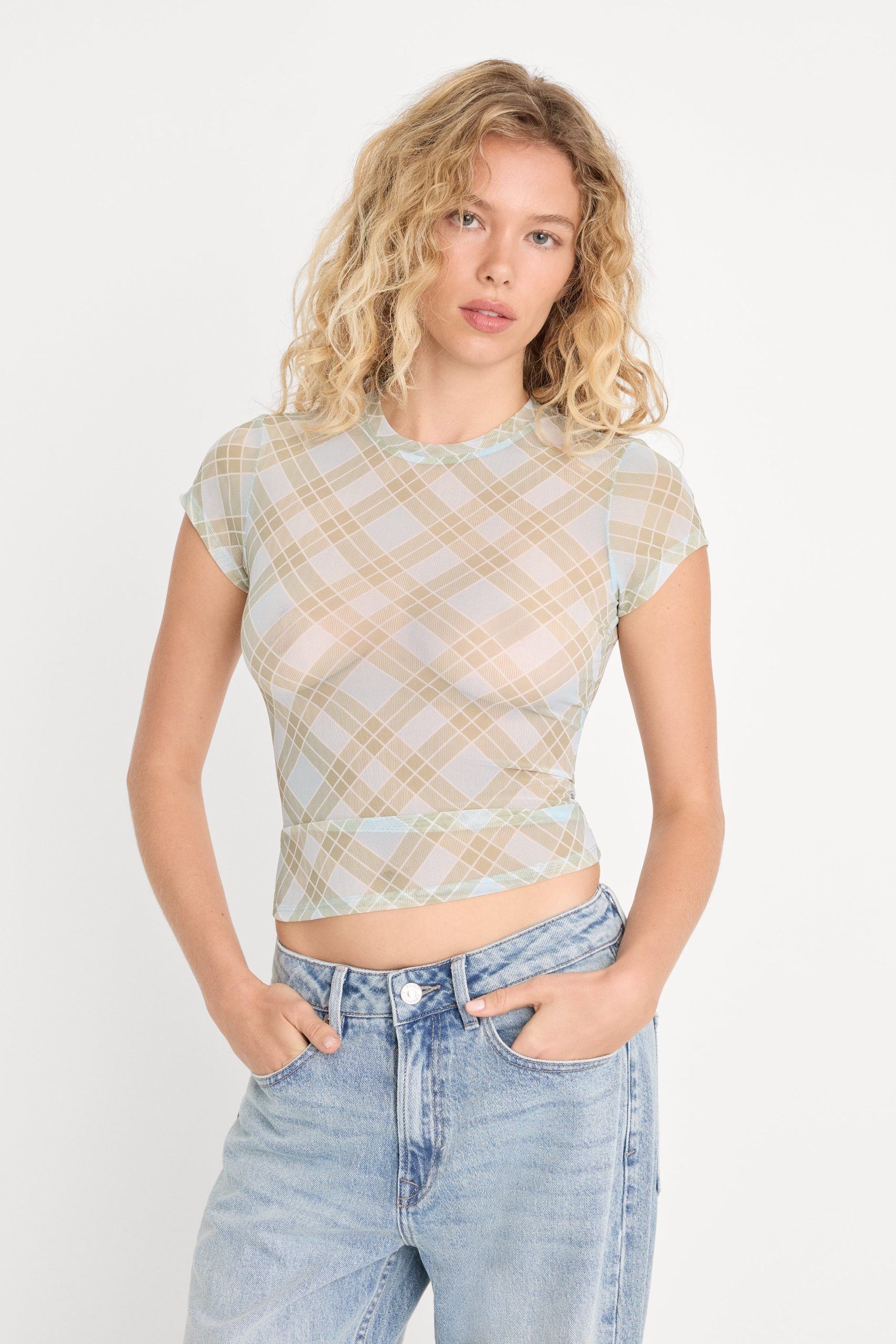 THE MESH BABY TEE | SUMMER PLAID HONEY