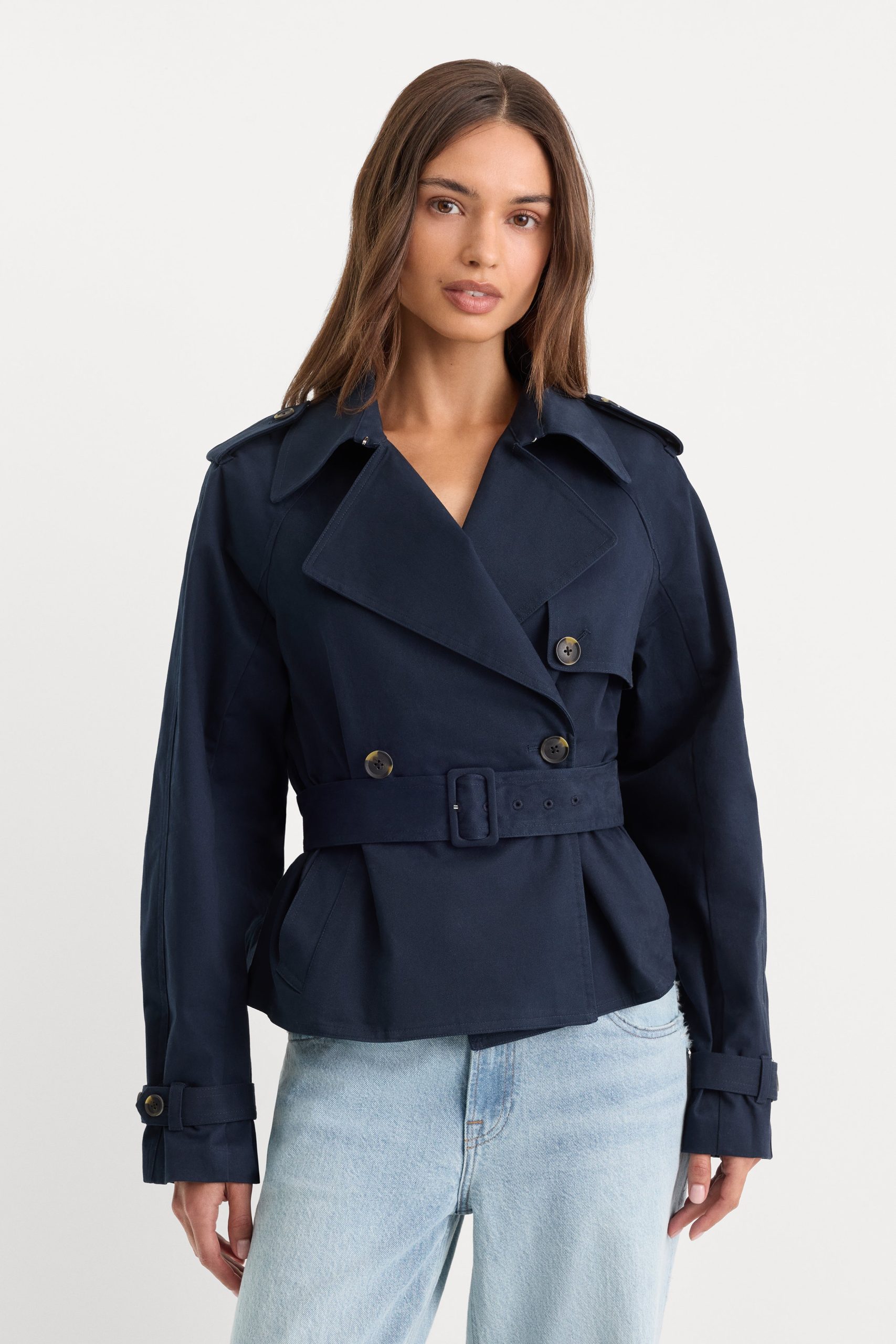 THE CROPPED TRENCH JACKET | NEW NAVY002