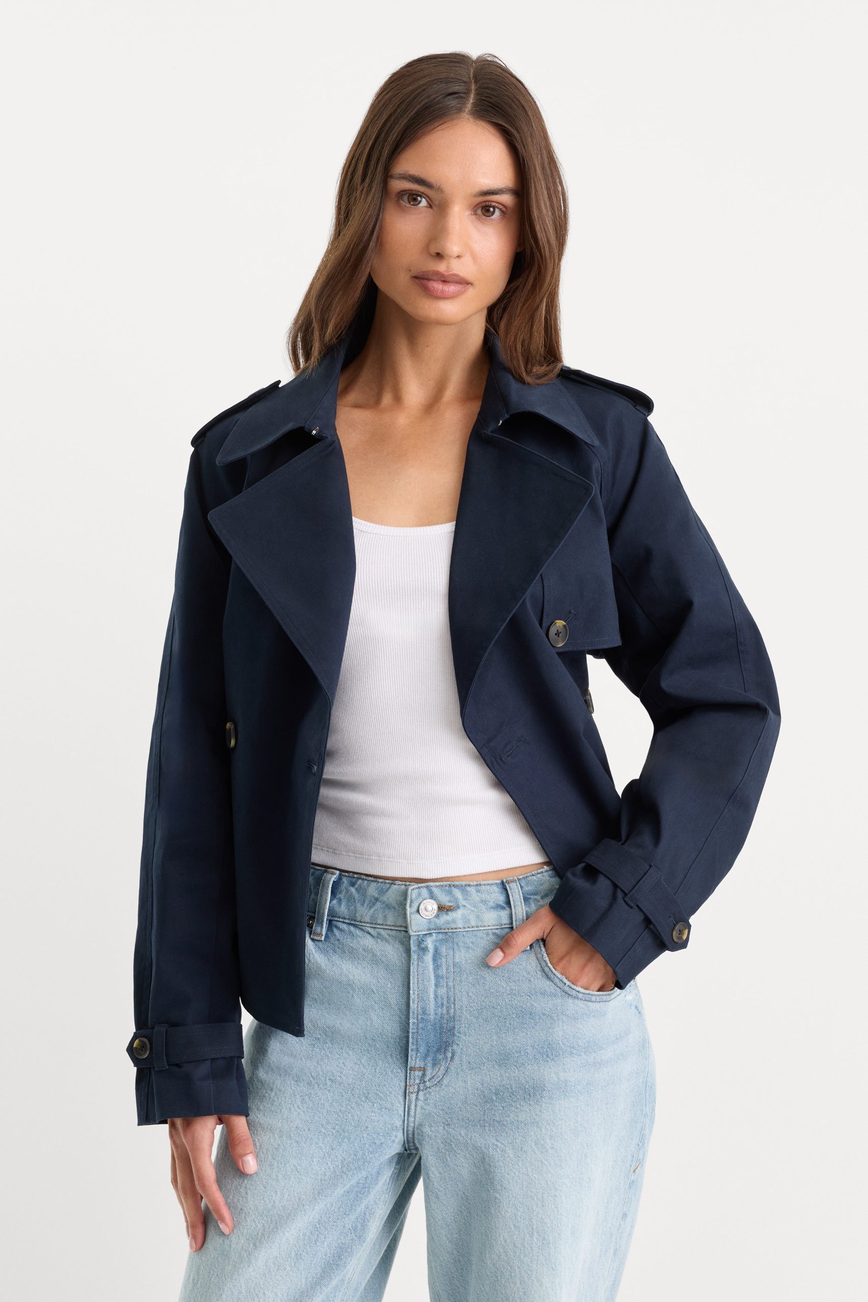 THE CROPPED TRENCH JACKET | NEW NAVY002 - Image 4