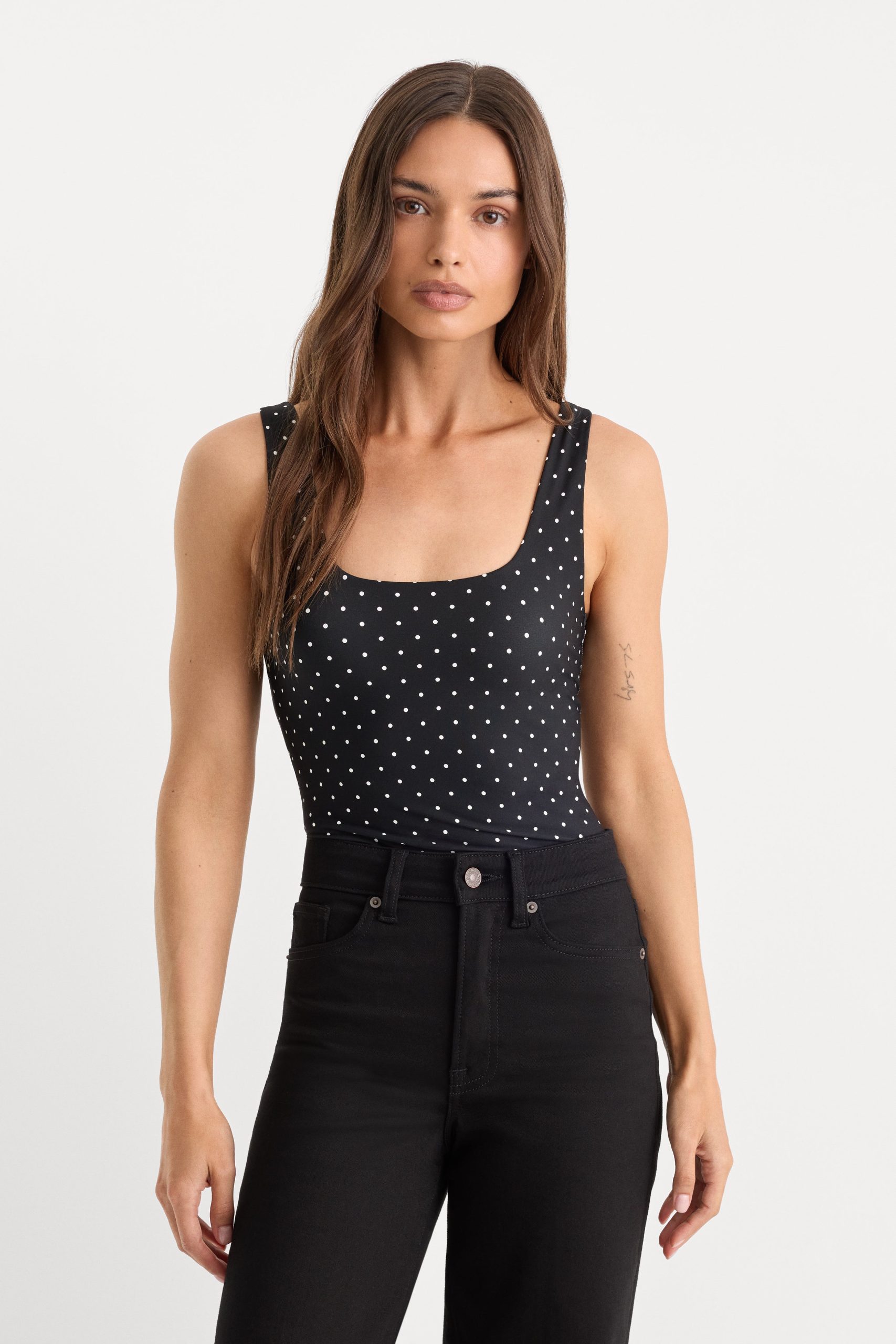 THE WEIGHTLESS SCULPTING MODERN TANK BODYSUIT | MINI DOT BLACK