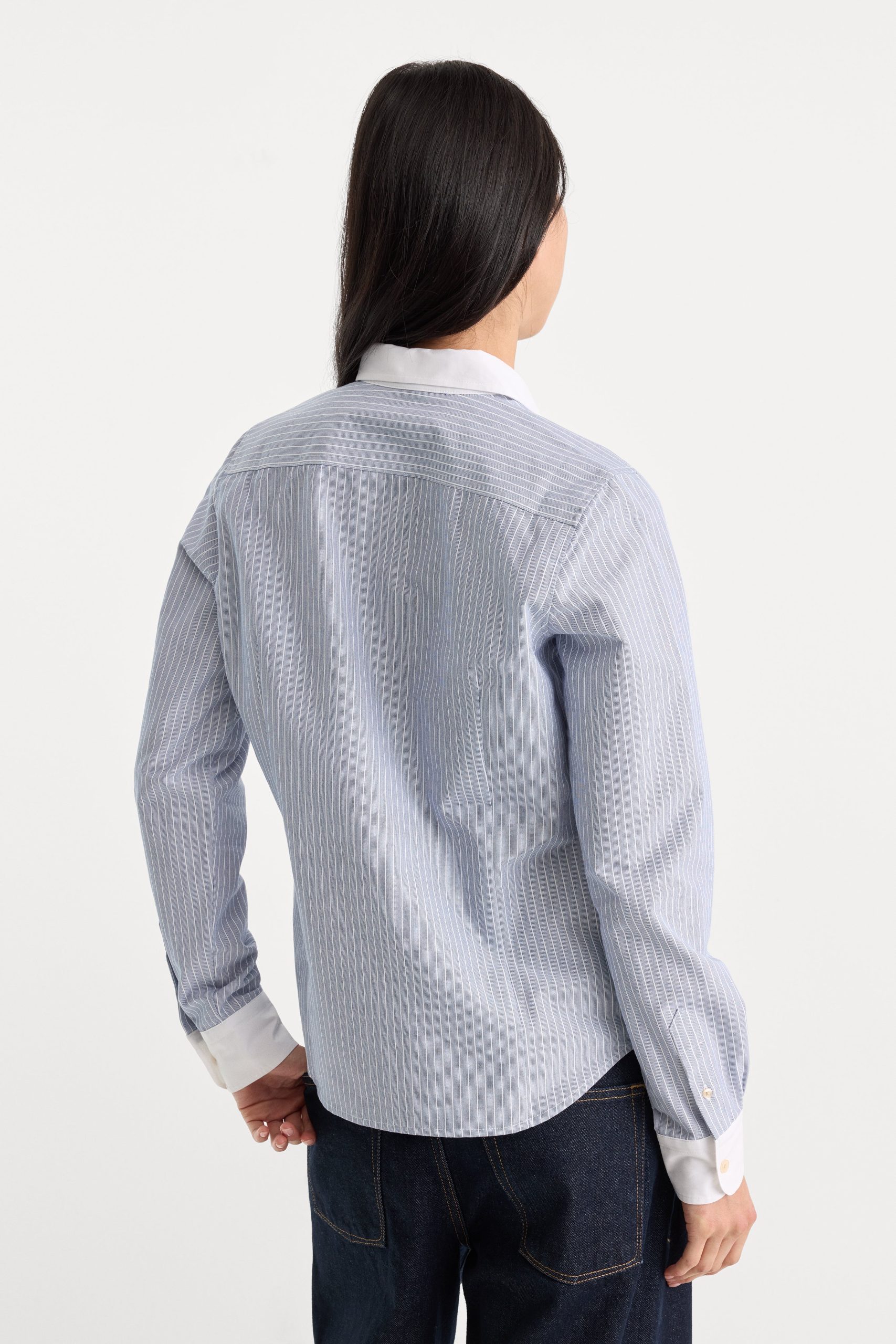 THE OXFORD CONTRAST SHIRT | SLATE BLUE STRIPE - Image 5
