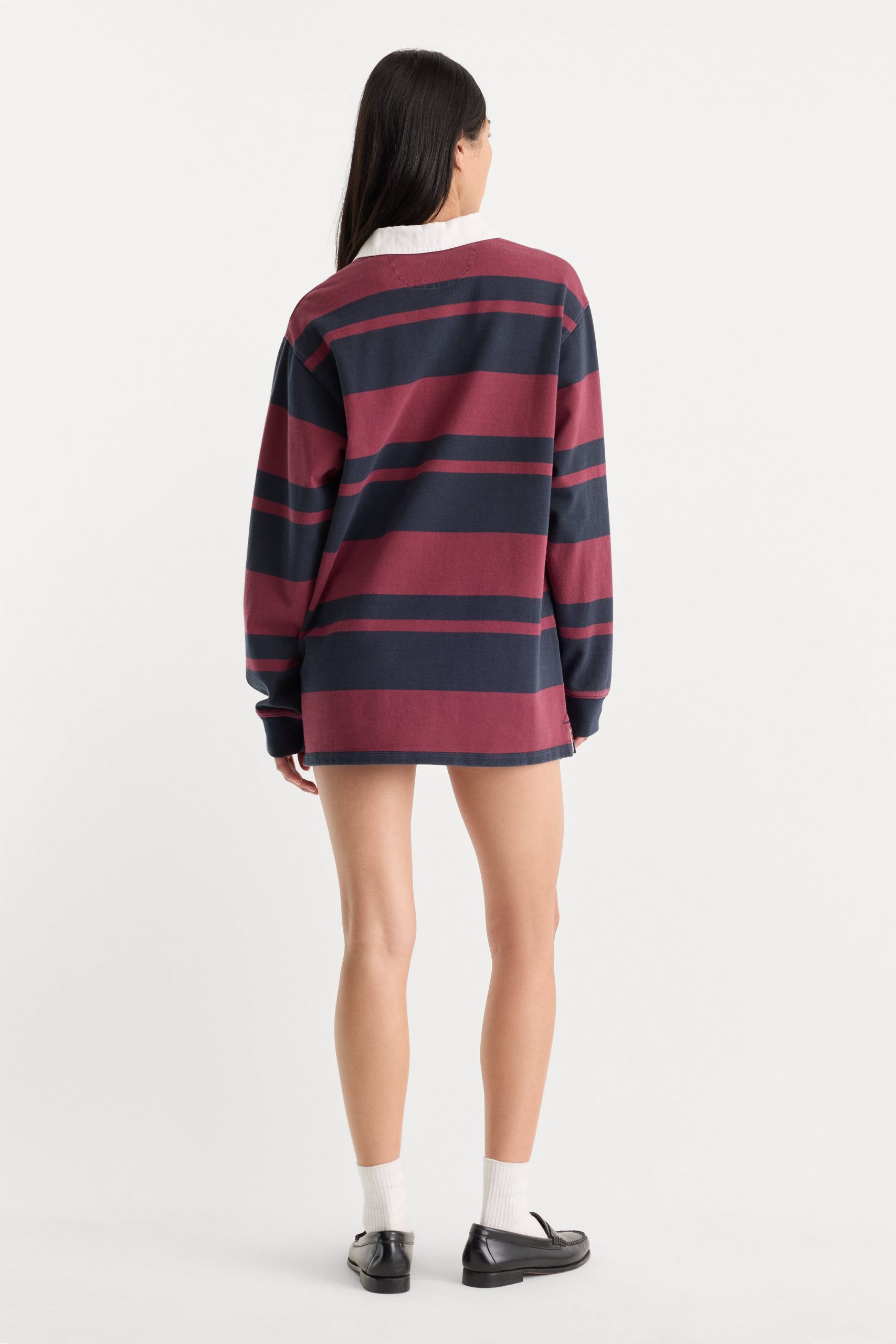 THE KNIT RUGBY MINI DRESS | NAVY BERRY CLUB STRIPE - Image 3