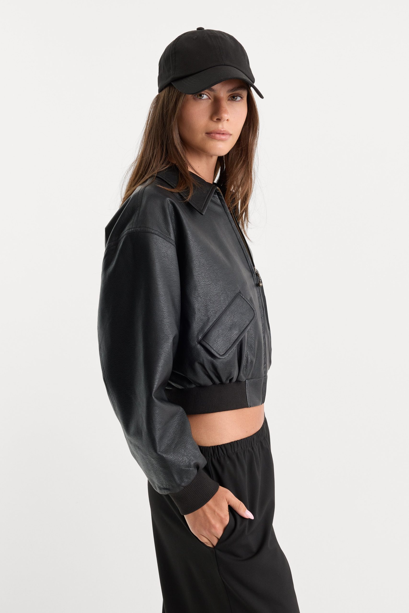 THE BETTER THAN LEATHER BOMBER JACKET | BLACK001 - Image 2