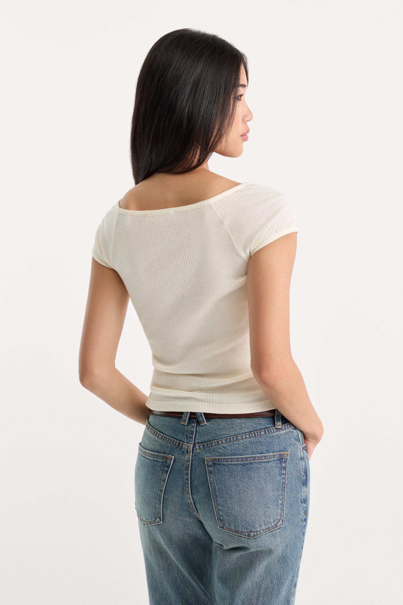 THE VARIEGATED RIB TOP | CHALK - Image 5