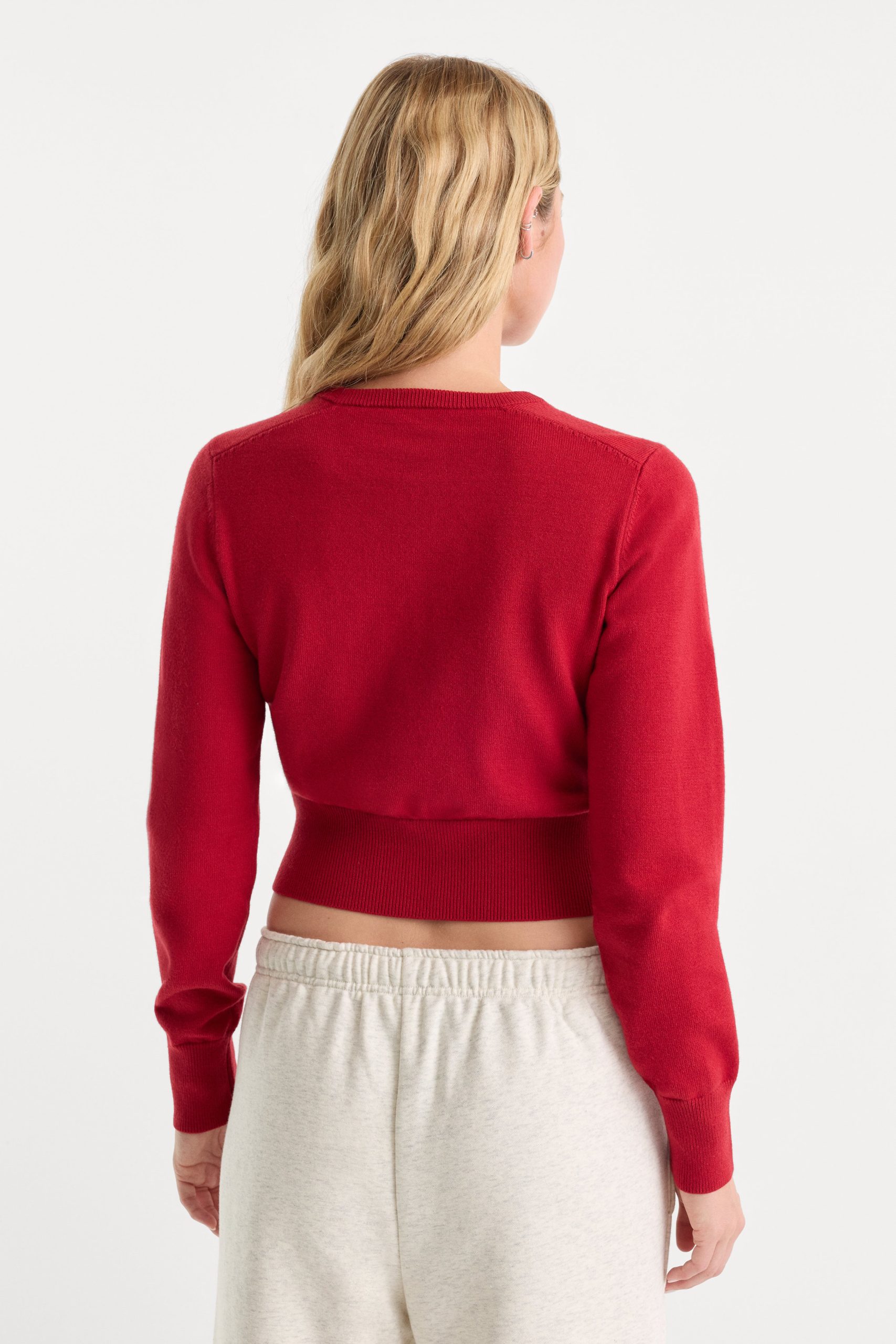 THE FINE KNIT CARDIGAN | CRIMSON ROSE - Image 5