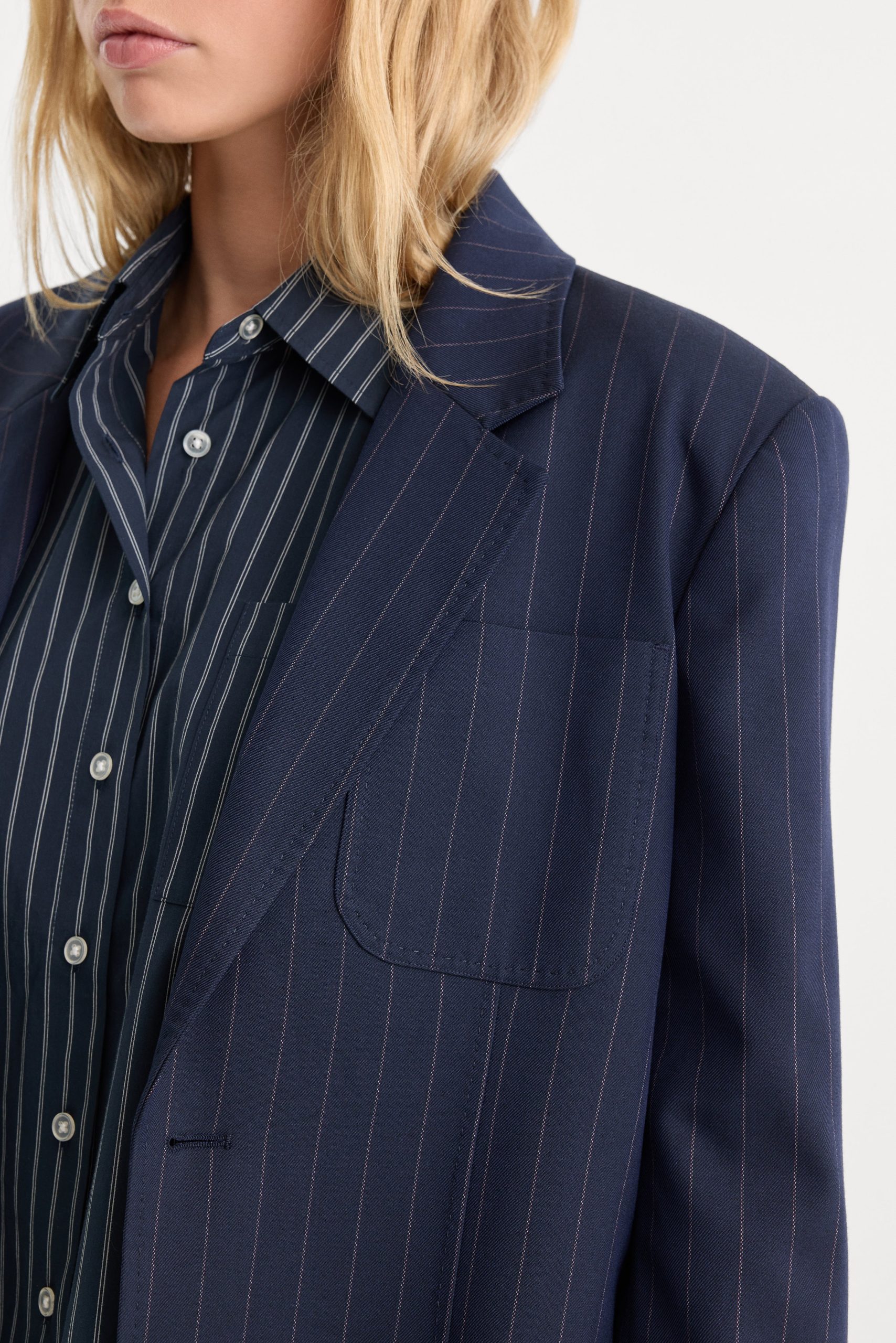 THE OVERSIZED BLAZER | NAVY PINSTRIPE - Image 2