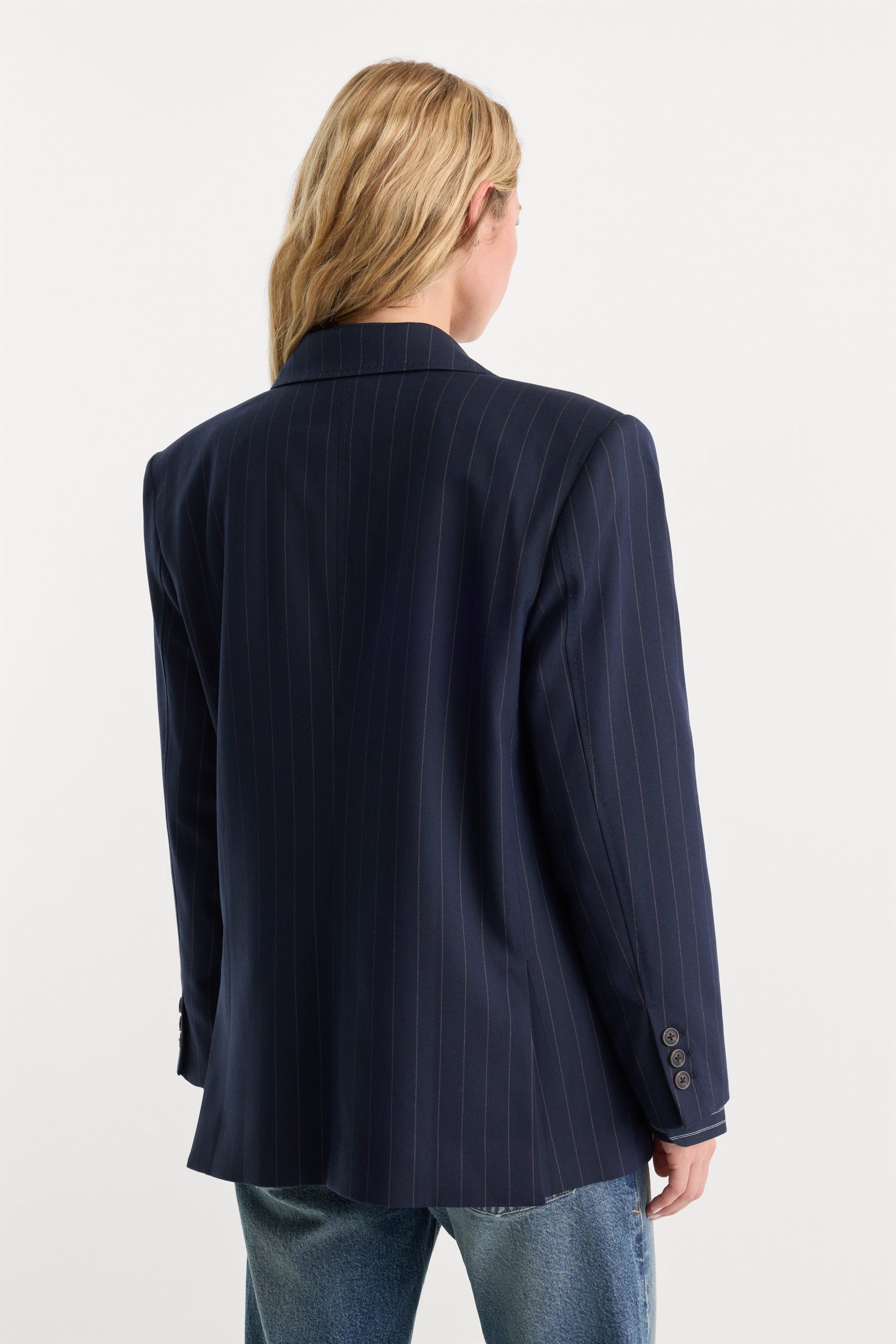 THE OVERSIZED BLAZER | NAVY PINSTRIPE - Image 5