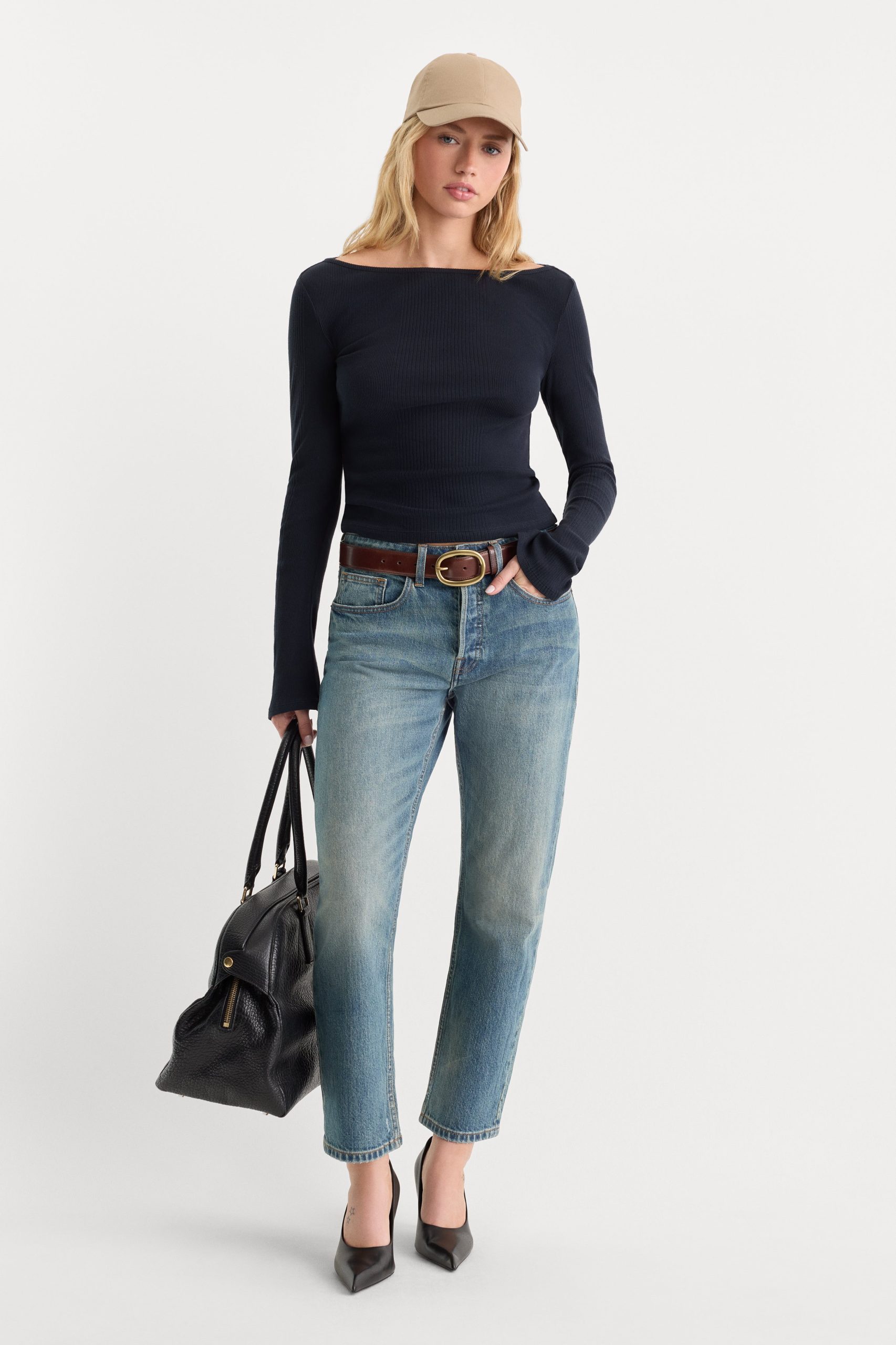 THE VARIEGATED RIB LONG SLEEVE TOP | NEW NAVY002 - Image 5