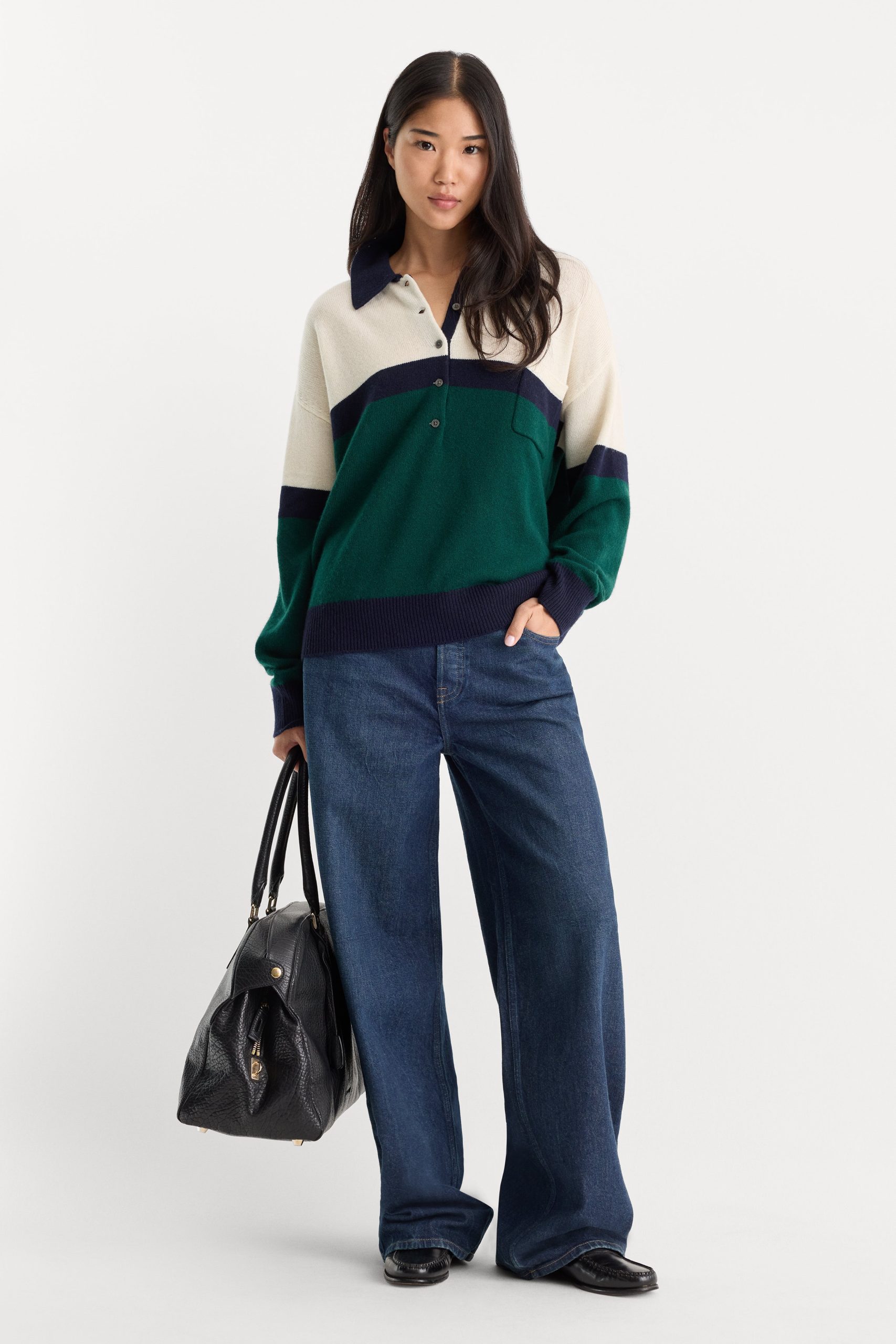 THE OVERSIZED RUGBY SWEATER | FOREST BLOCKED STRIPE - Image 4