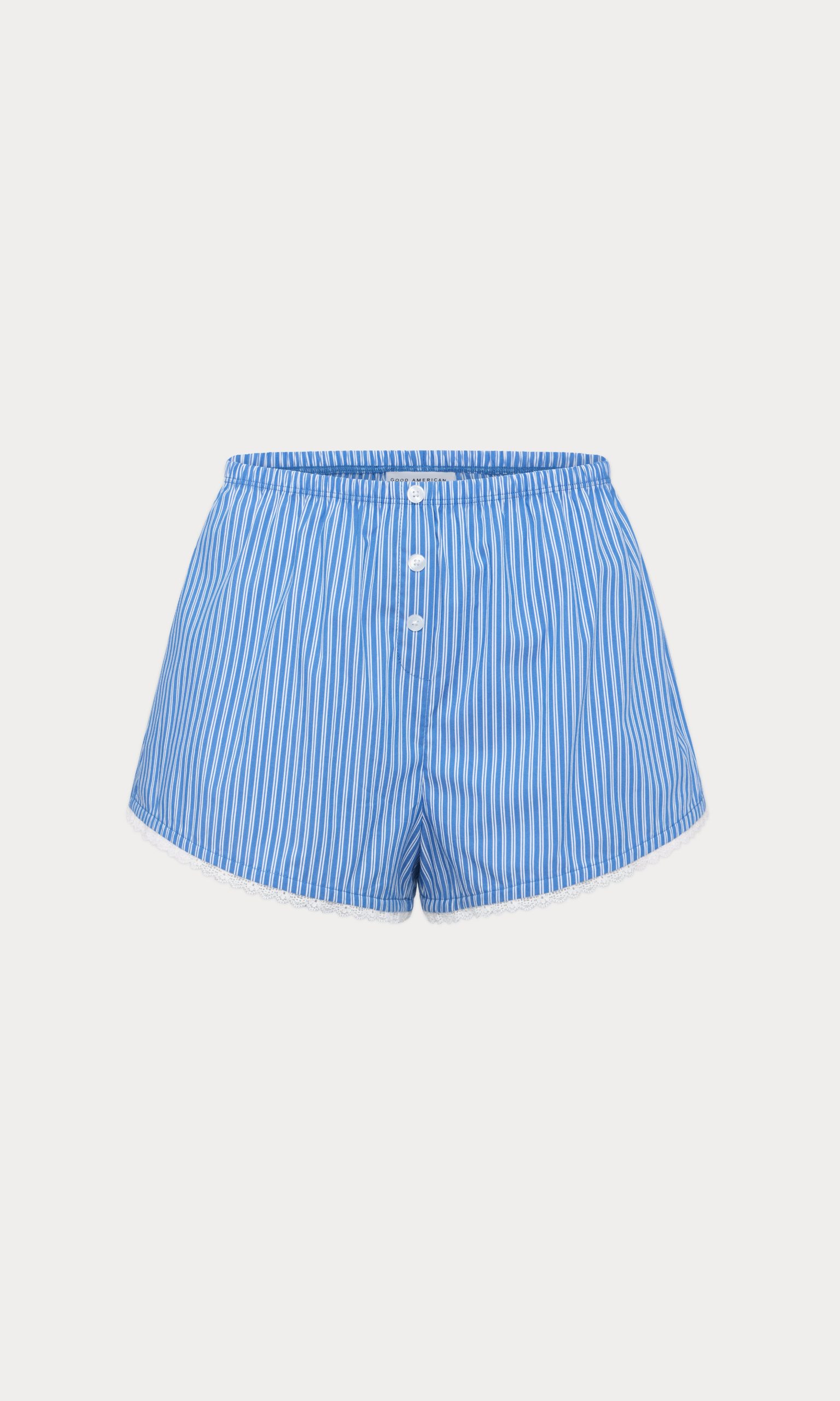 POPLIN PULL ON BOXER SHORTS | BLUE & WHITE STRIPE - Image 7