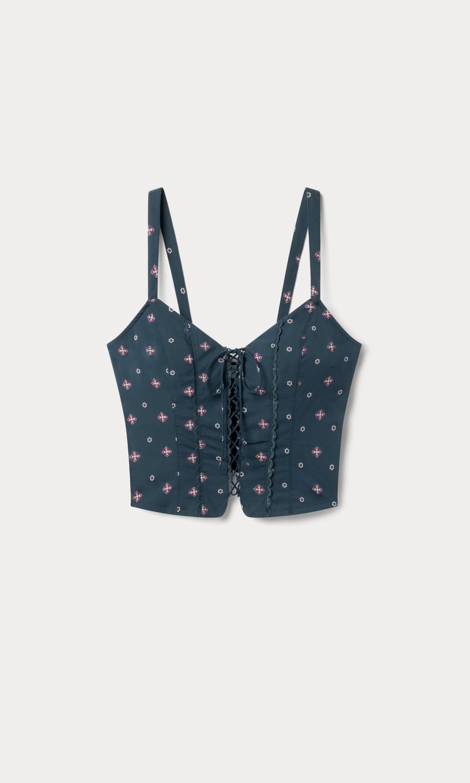 DOLLY LACE UP POPLIN TANK | NEW NAVY BANDANA PRINT - Image 6